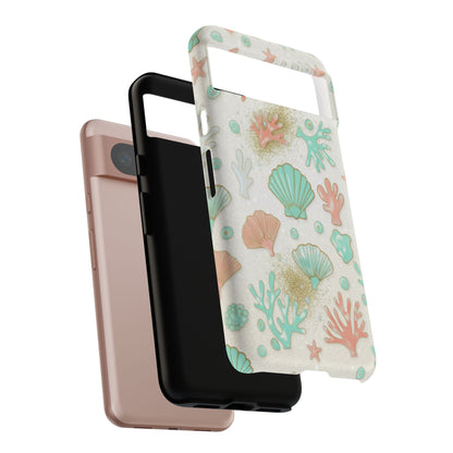 Seashell Coral Phone Case — Pastel Beach Shells Protective Tough Case