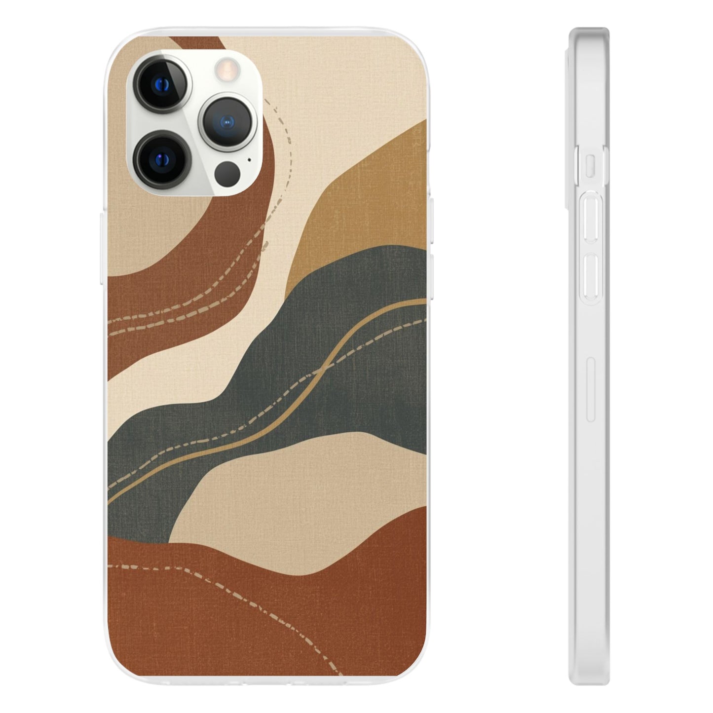 Abstract Earth Tone Phone Case — Boho Wavy Flexi Case