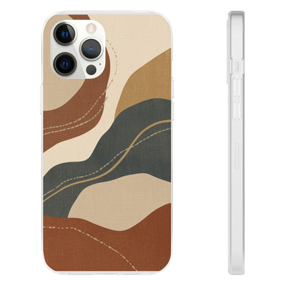 Abstract Earth Tone Phone Case — Boho Wavy Flexi Case