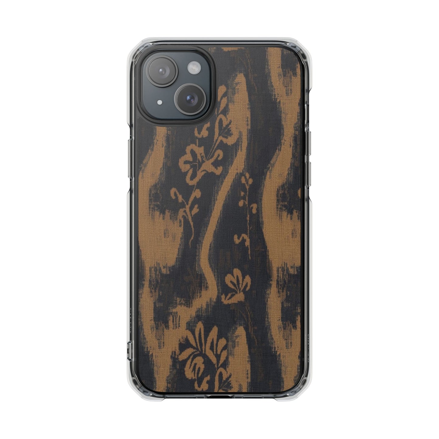 Clear Magnetic Phone Case — Rustic Woodgrain Floral Design