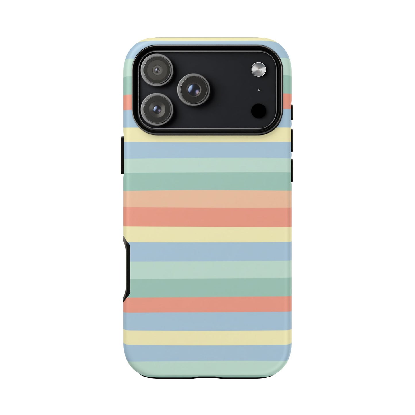 Pastel Striped Phone Case — Retro Horizontal Multi-Color Tough Case