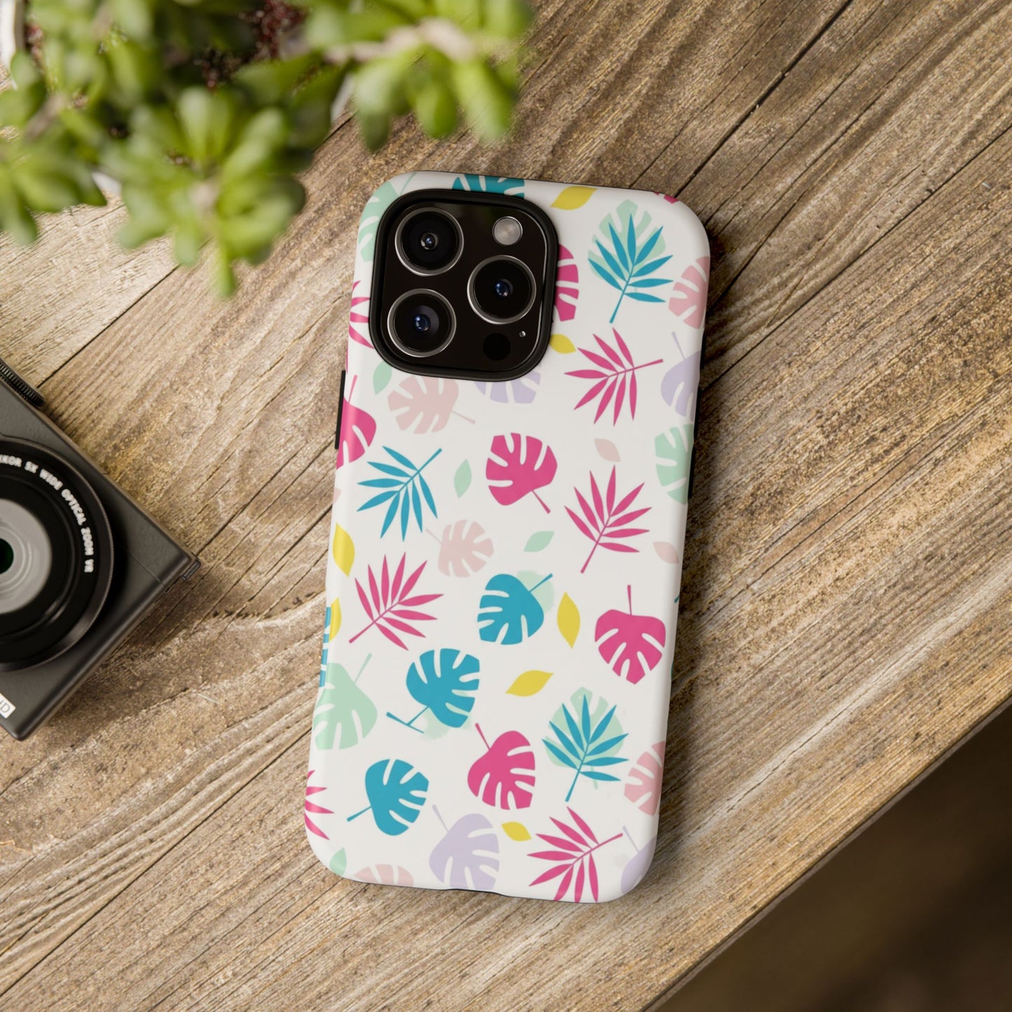 Tropical Leaf Phone Case — Colorful Pastel Monstera & Palm iPhone Case