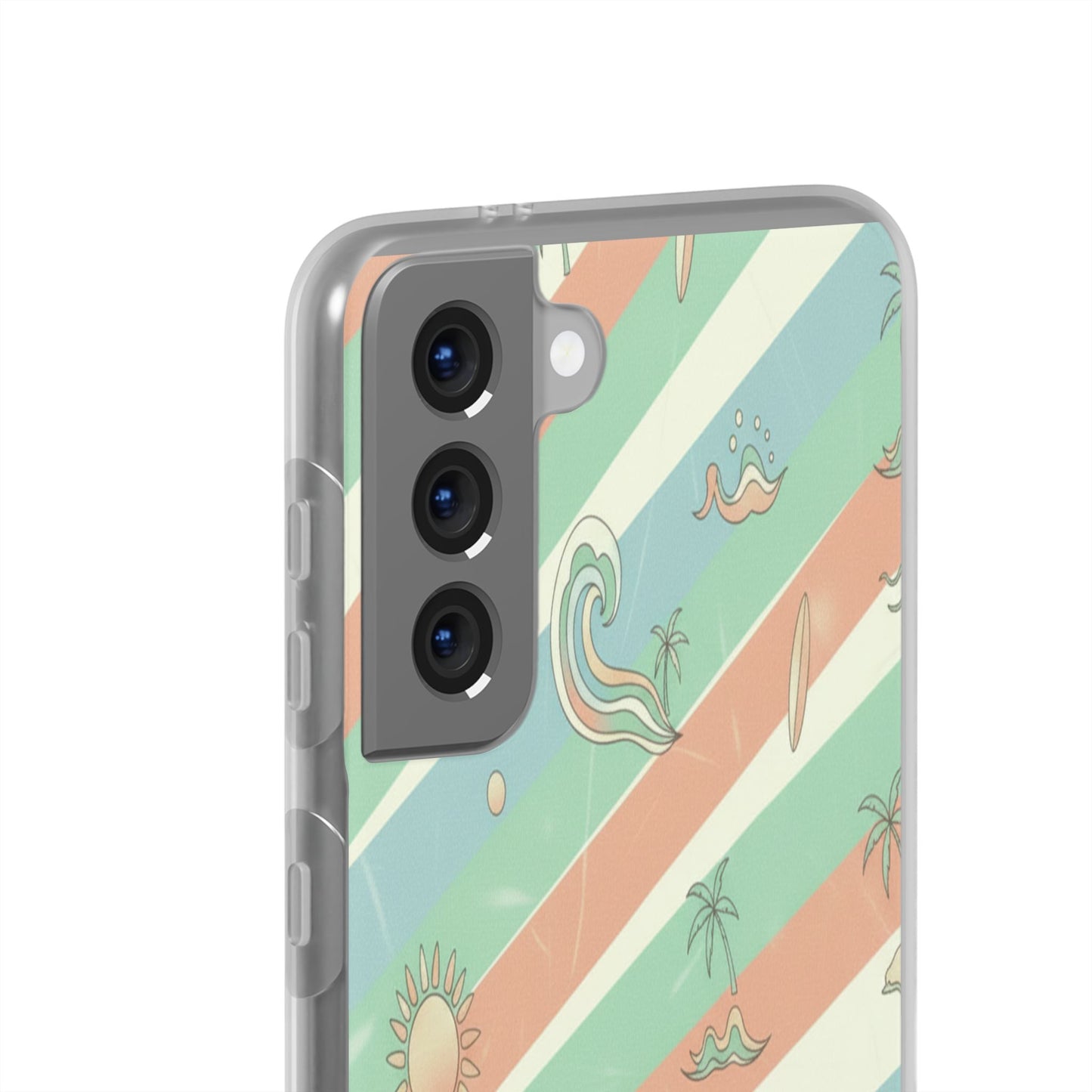 Beach Vibes Phone Case — Retro Pastel Surf & Palm Protective Flexi Case