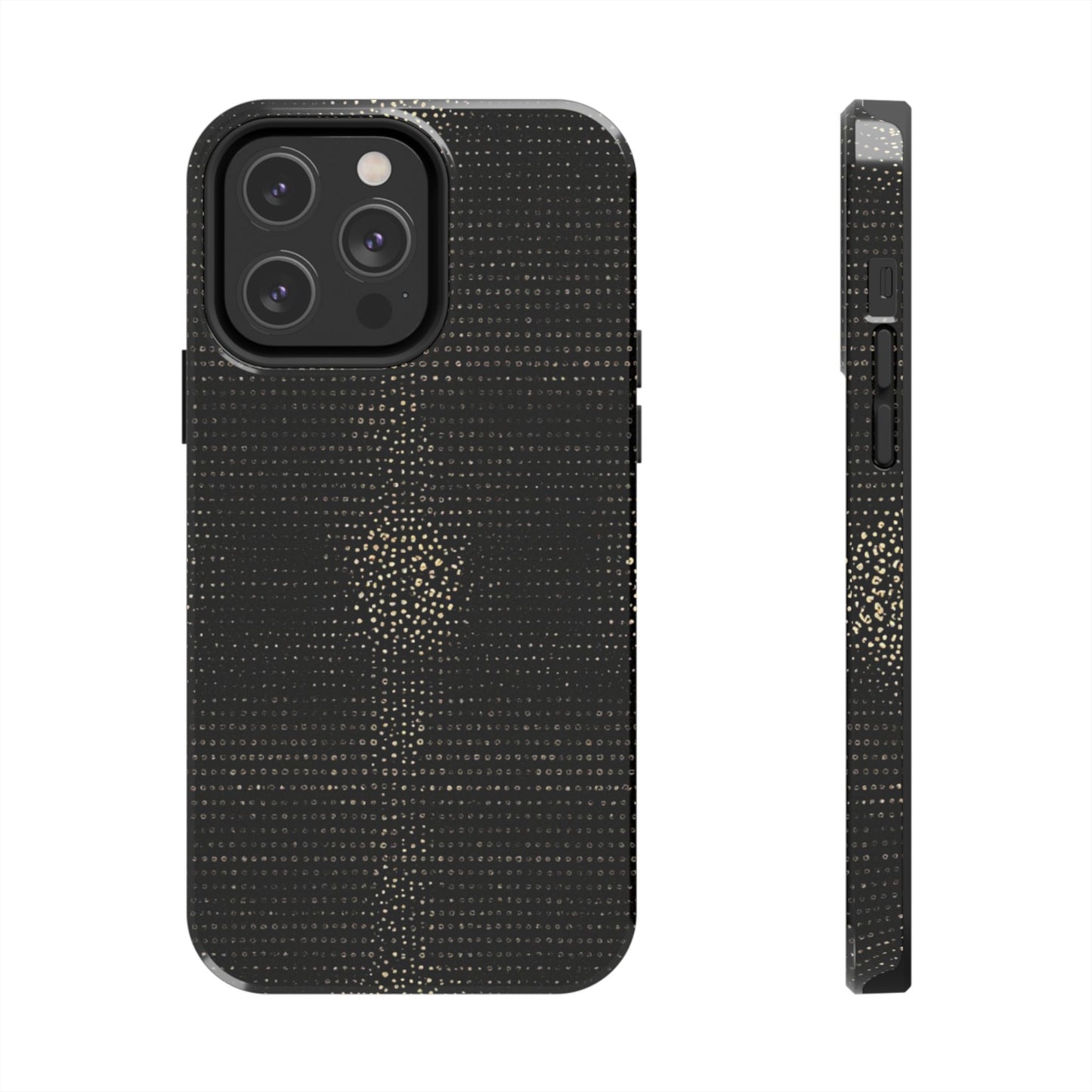 Tough Phone Case — Black Textured Metallic Dot Shield