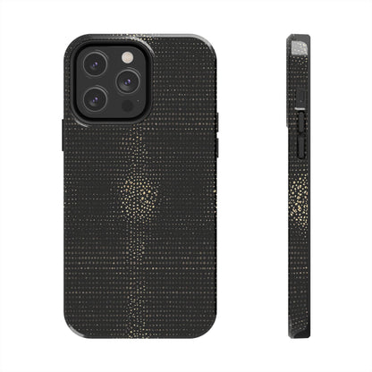 Tough Phone Case — Black Textured Metallic Dot Shield