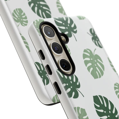 Monstera Leaf Tough Phone Case – Tropical Green Palm Pattern Protective Cover