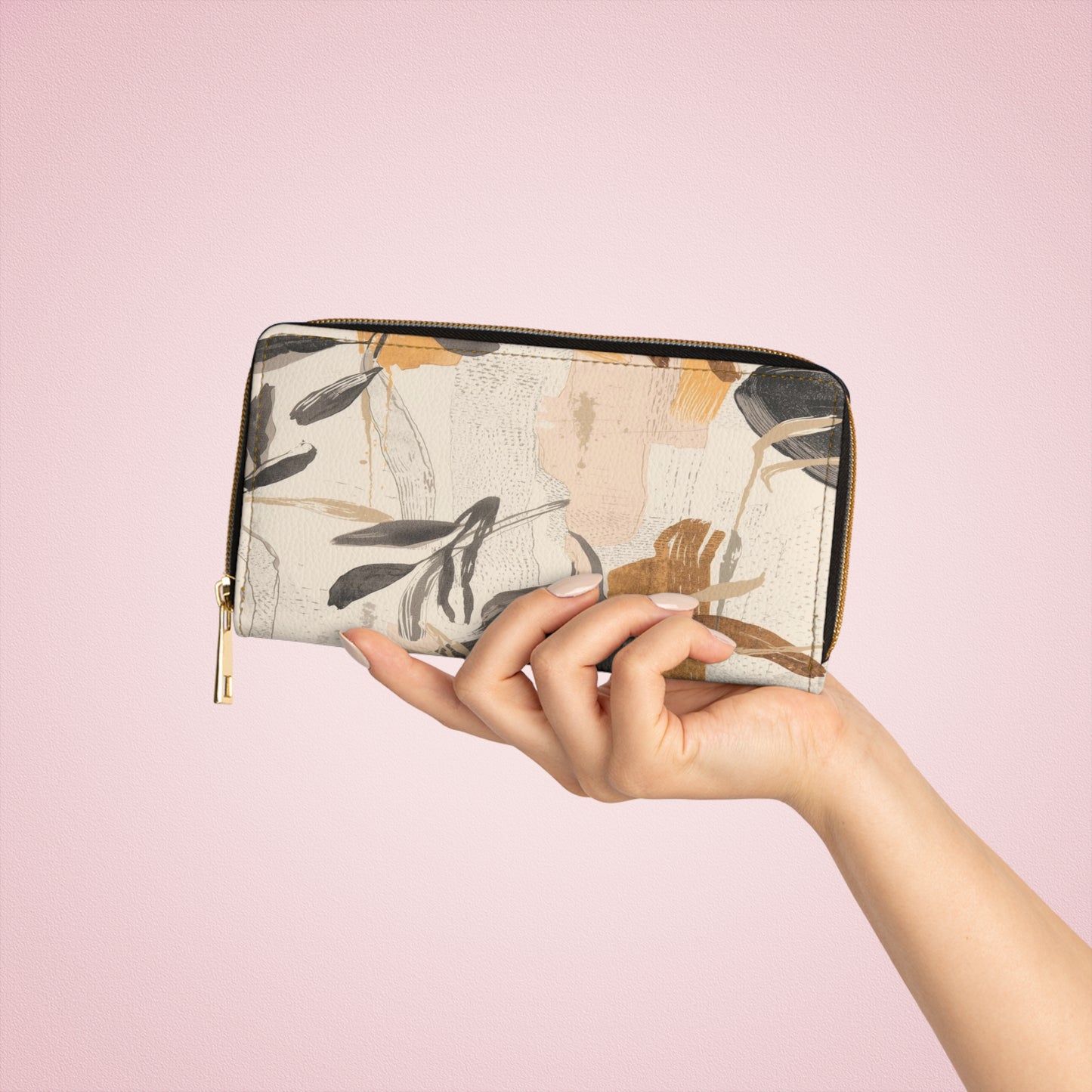 Women's Leafy Fall Wallet - Vegan Everyday Zipper Wallet