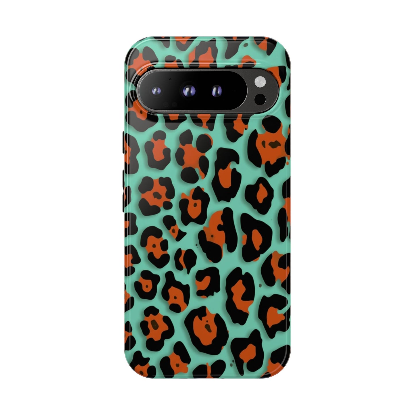 Teal & Rust Leopard Phone Case — Tough Protective Animal Print