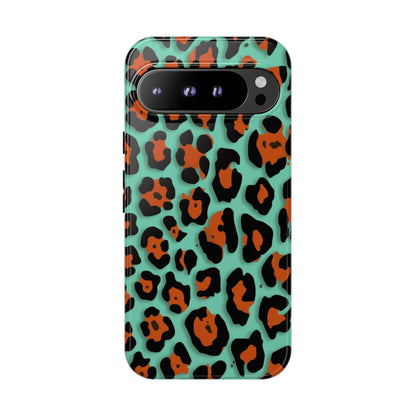 Teal & Rust Leopard Phone Case — Tough Protective Animal Print