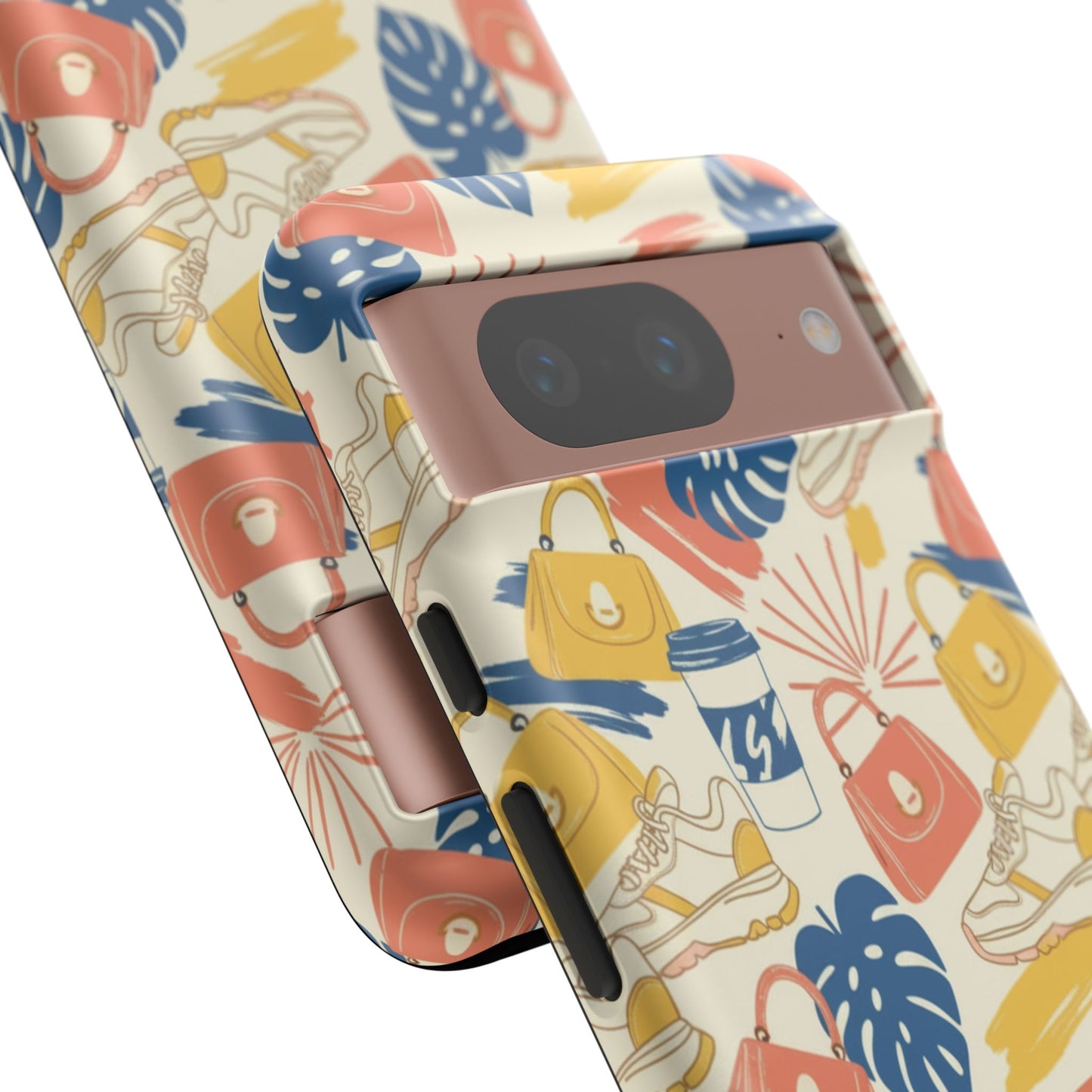 Tough Cases: Retro Summer Pattern Phone Case – Sunglasses, Sneakers & Tropical Leaves