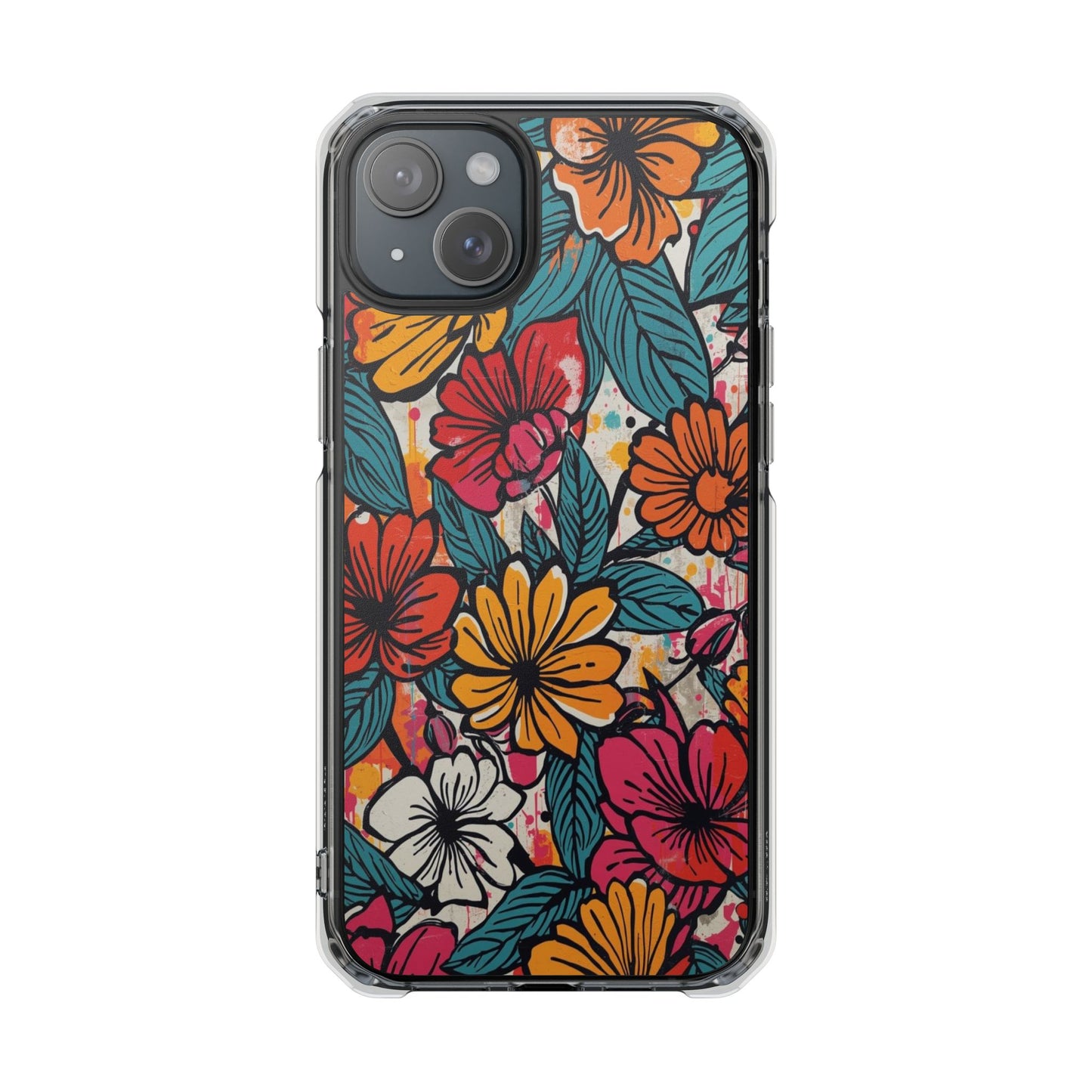 Clear Magnetic Phone Case — Colorful Floral Impact Protection