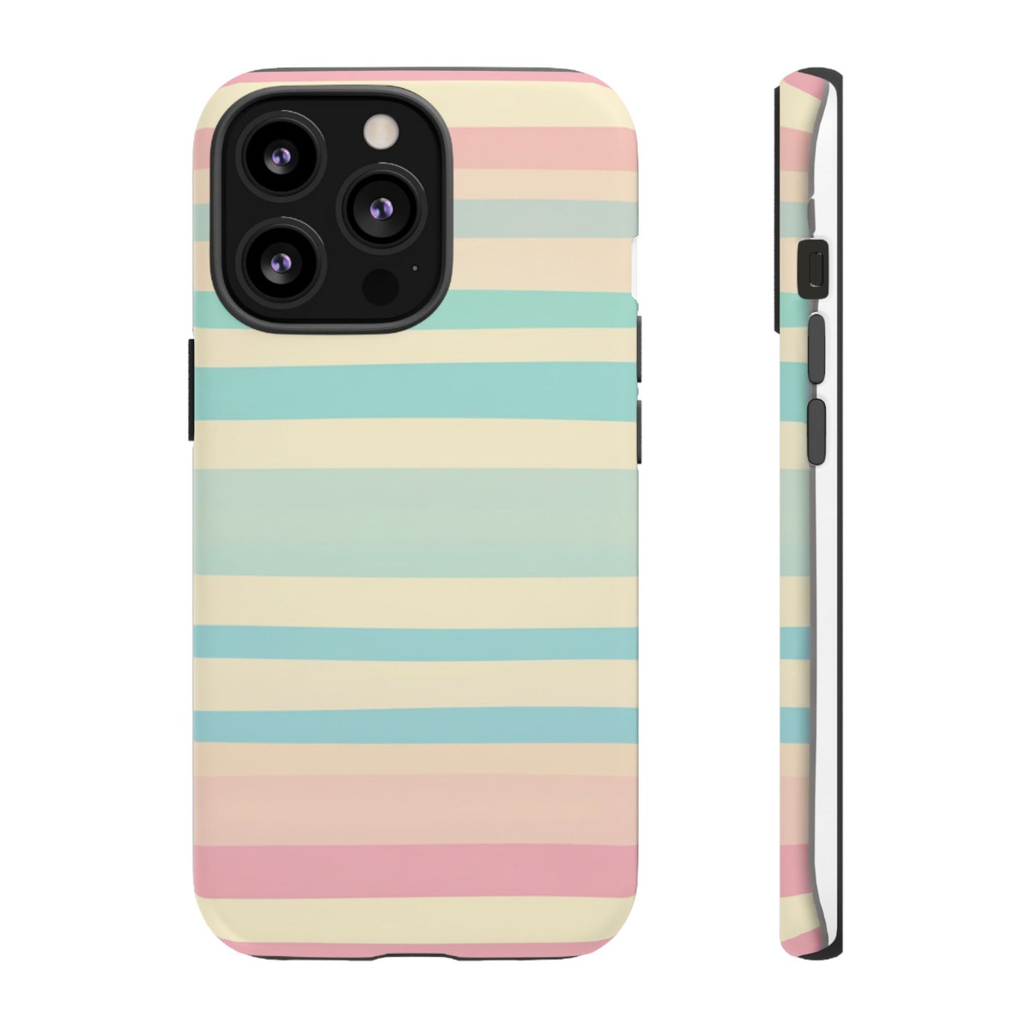 Pastel Striped Tough Phone Case – Protective Retro Rainbow Design