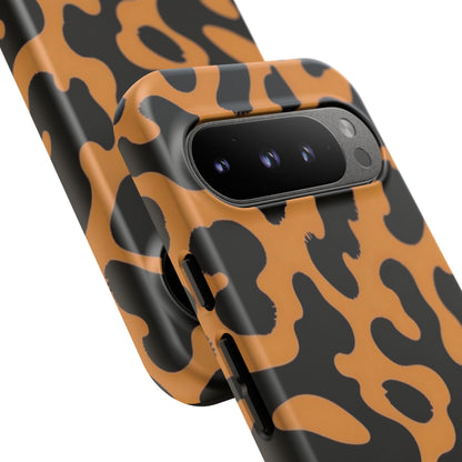 Leopard Print Phone Case — Orange & Black Tough Pattern Protective Cover