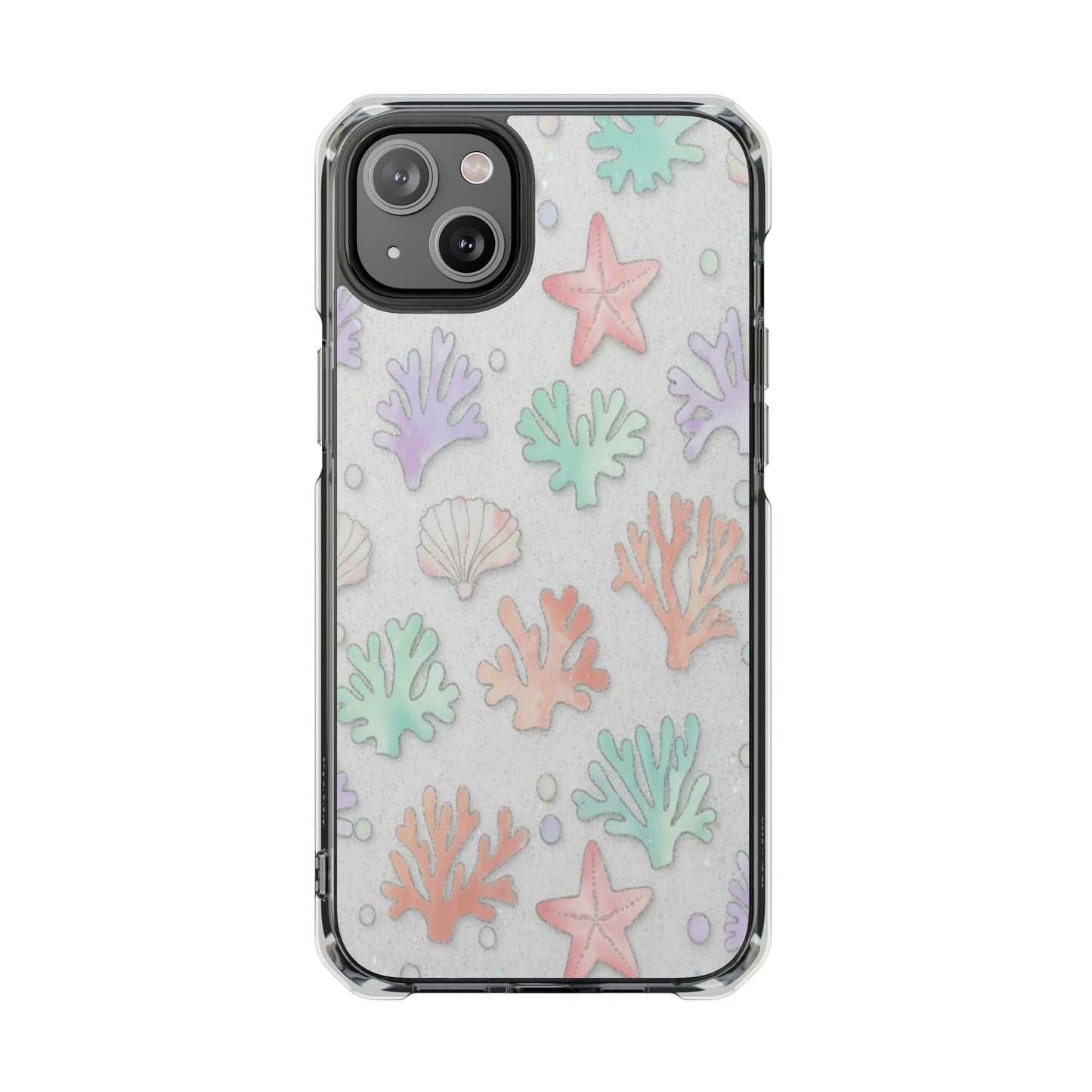 Clear Magnetic Phone Case — Pastel Sea Shell & Starfish Design