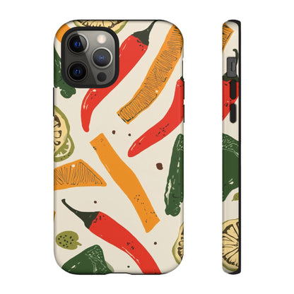 Spicy Peppers Phone Case – Colorful Chili, Lime & Citrus Pattern