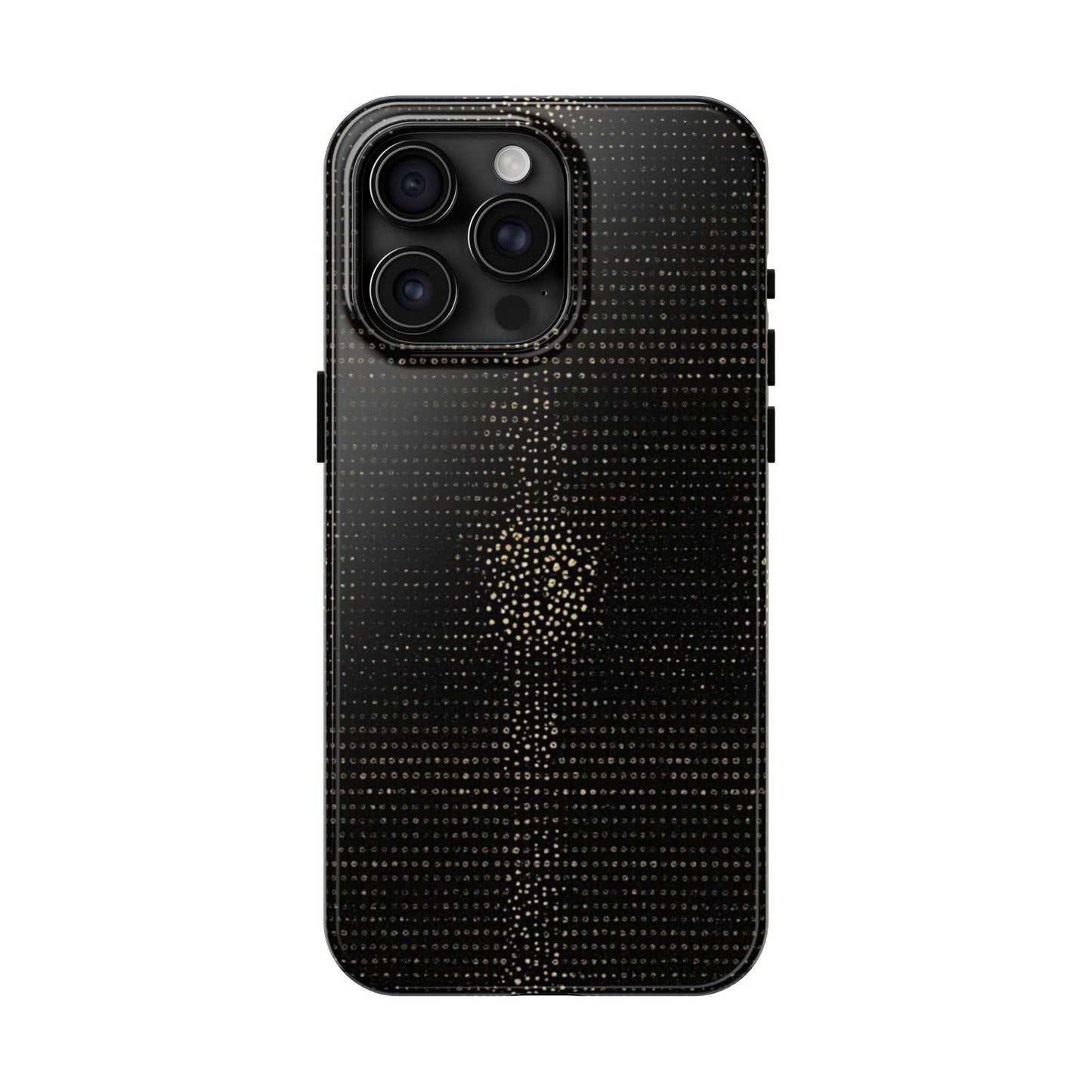 Tough Phone Case — Black Textured Metallic Dot Shield