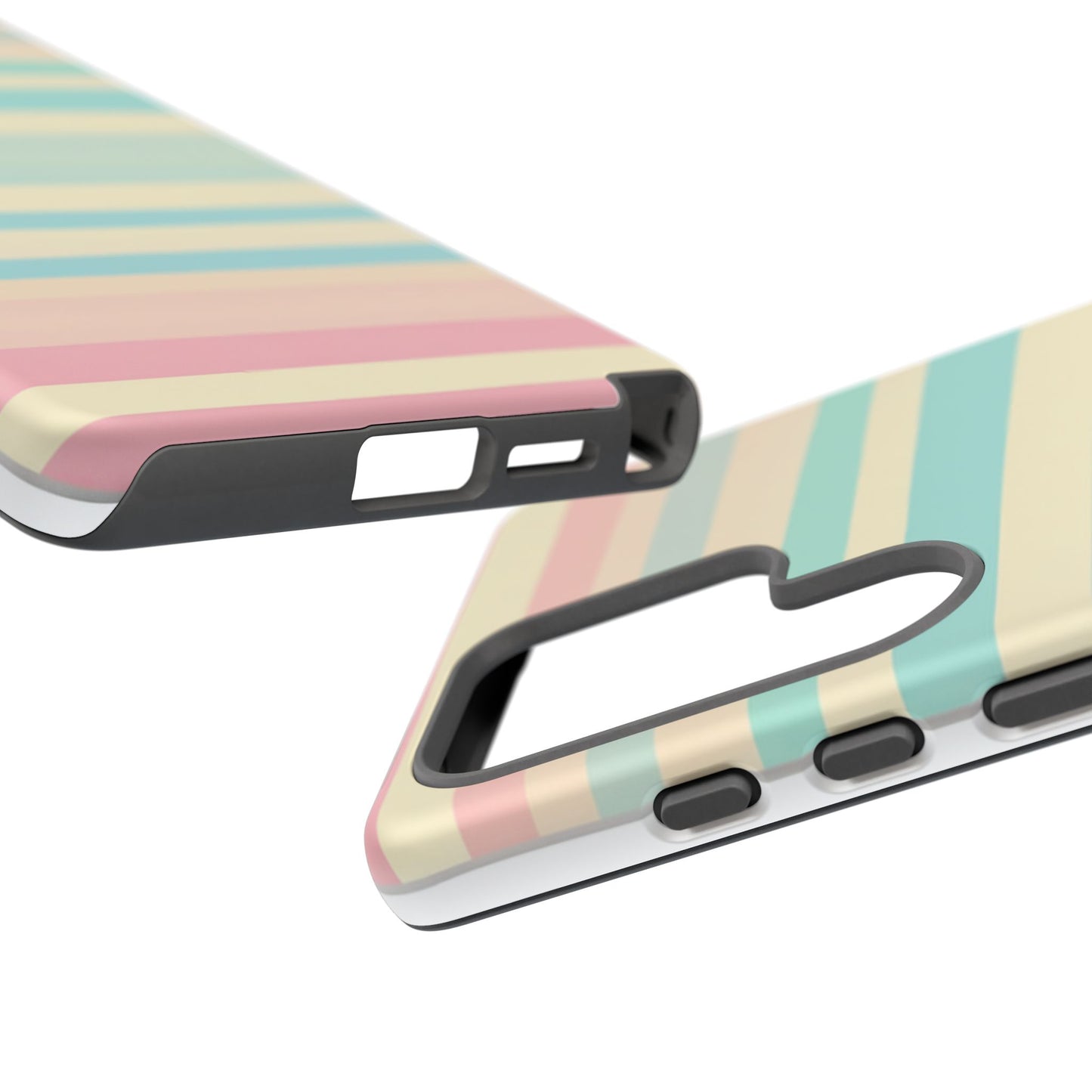 Pastel Striped Tough Phone Case – Protective Retro Rainbow Design