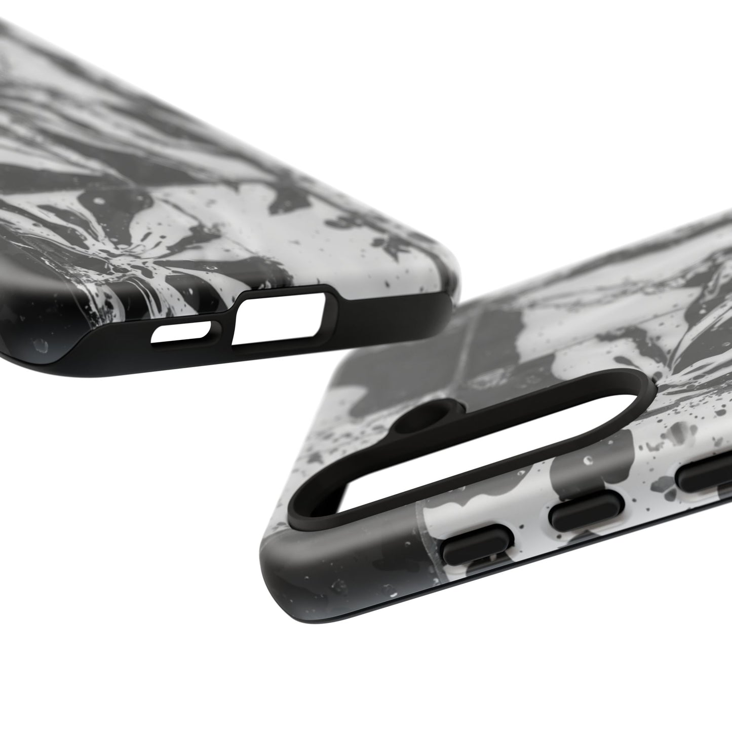 Monochrome Tile Floral Tough Phone Case