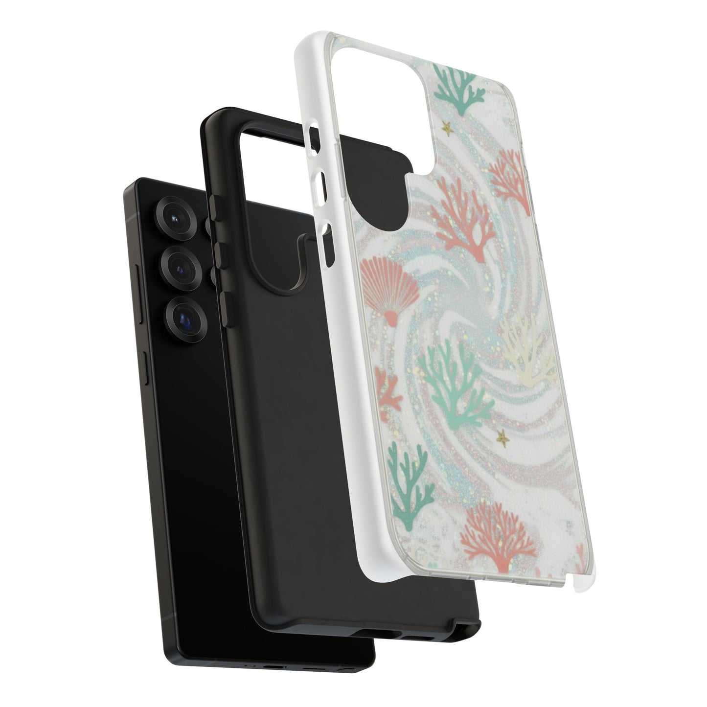 Seafoam Coral Tough Phone Case - Pastel Ocean Wave Design