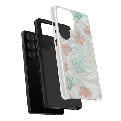 Seafoam Coral Tough Phone Case - Pastel Ocean Wave Design