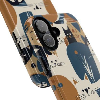 Cat Pattern Phone Case – Retro Abstract Cats Protective iPhone Cover