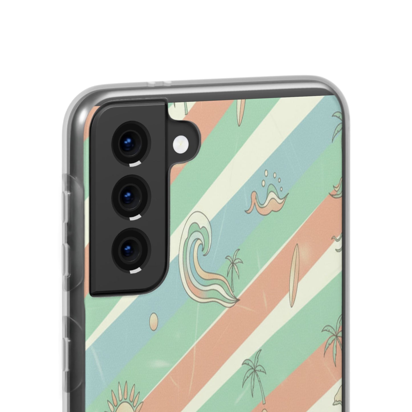 Beach Vibes Phone Case — Retro Pastel Surf & Palm Protective Flexi Case