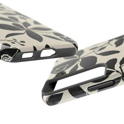Tough Phone Case — Black Floral Silhouette Protective Cover