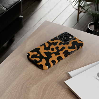Leopard Print Phone Case — Orange & Black Tough Pattern Protective Cover