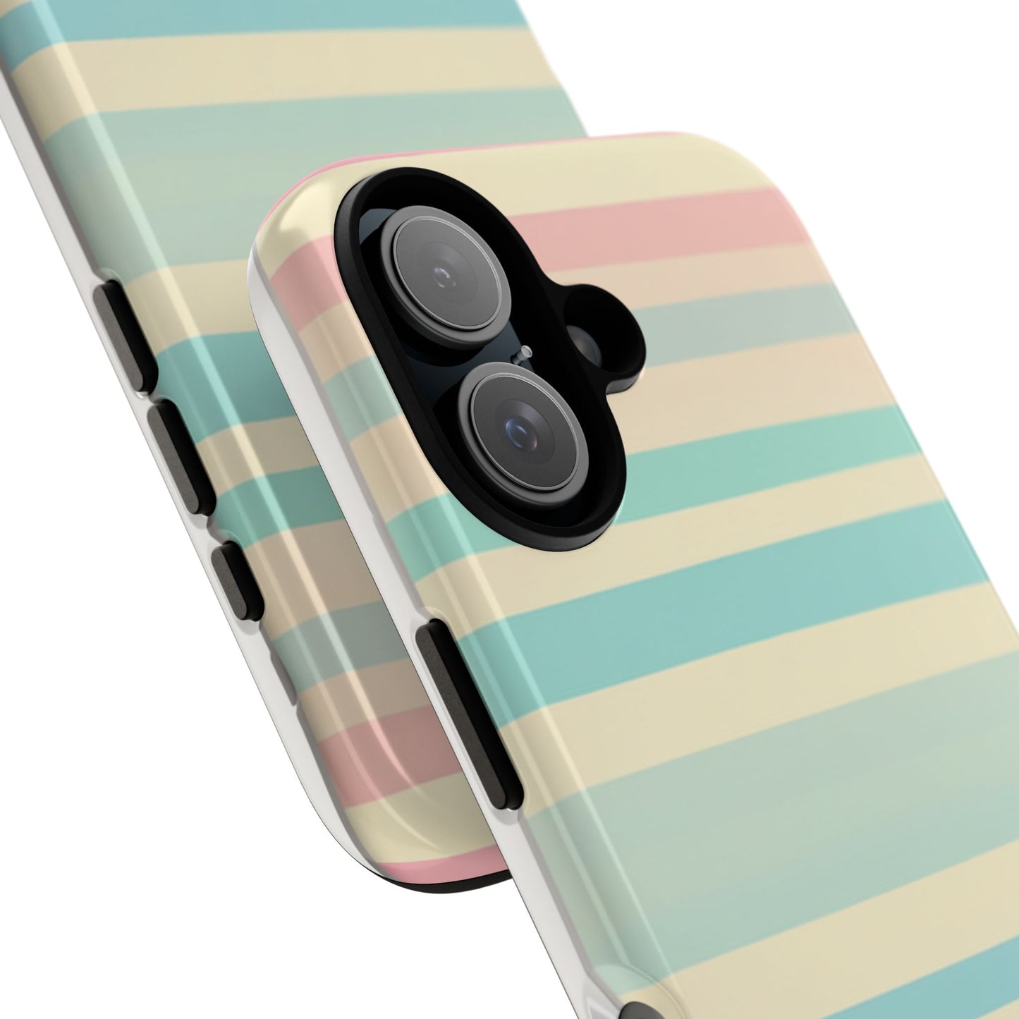 Pastel Striped Tough Phone Case – Protective Retro Rainbow Design