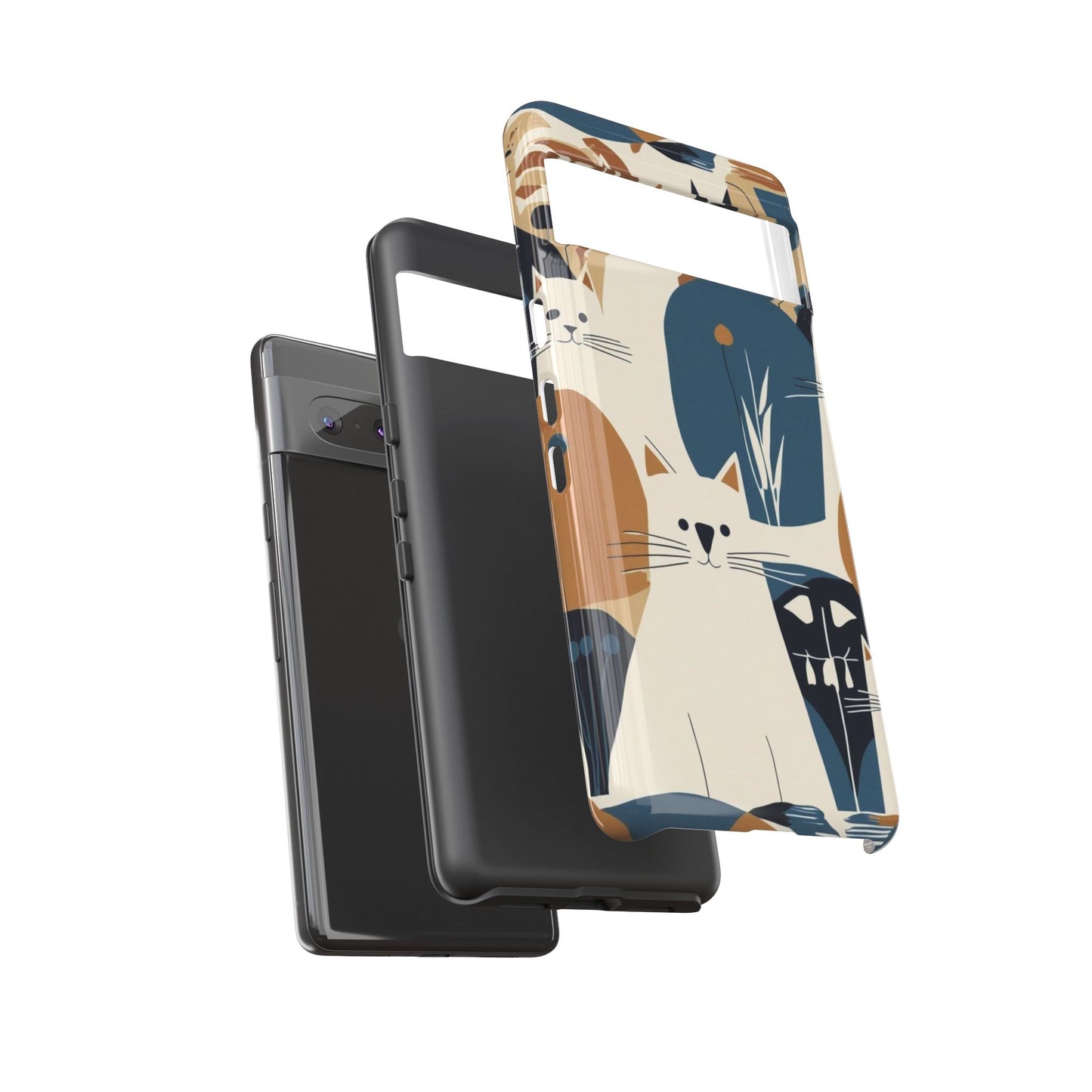 Cat Pattern Phone Case – Retro Abstract Cats Protective iPhone Cover