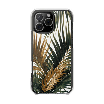 Clear Magnetic Phone Case with Tropical Palm Leaves Design
