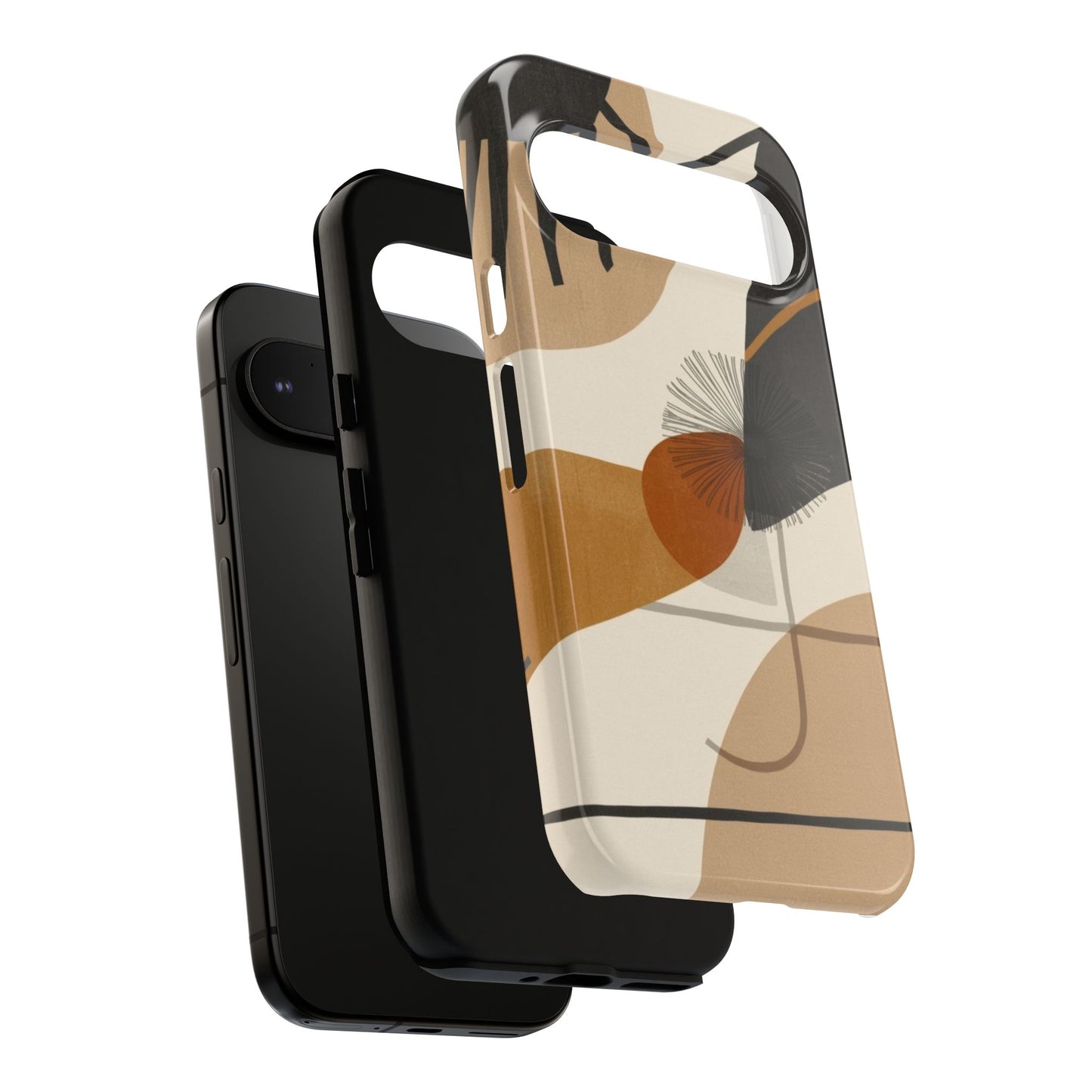 Abstract Earth Tone Phone Case — Mid-Century Minimalist Tough Case