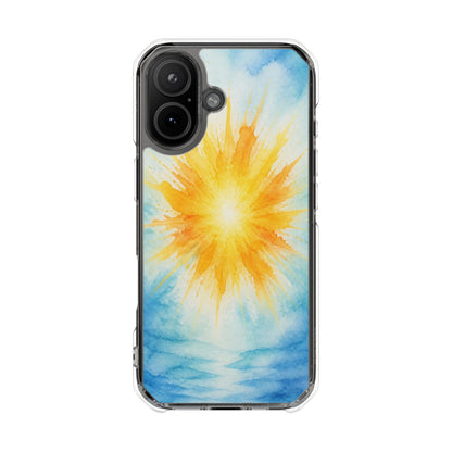 Clear Magnetic Phone Case — Sunshine Watercolor Design