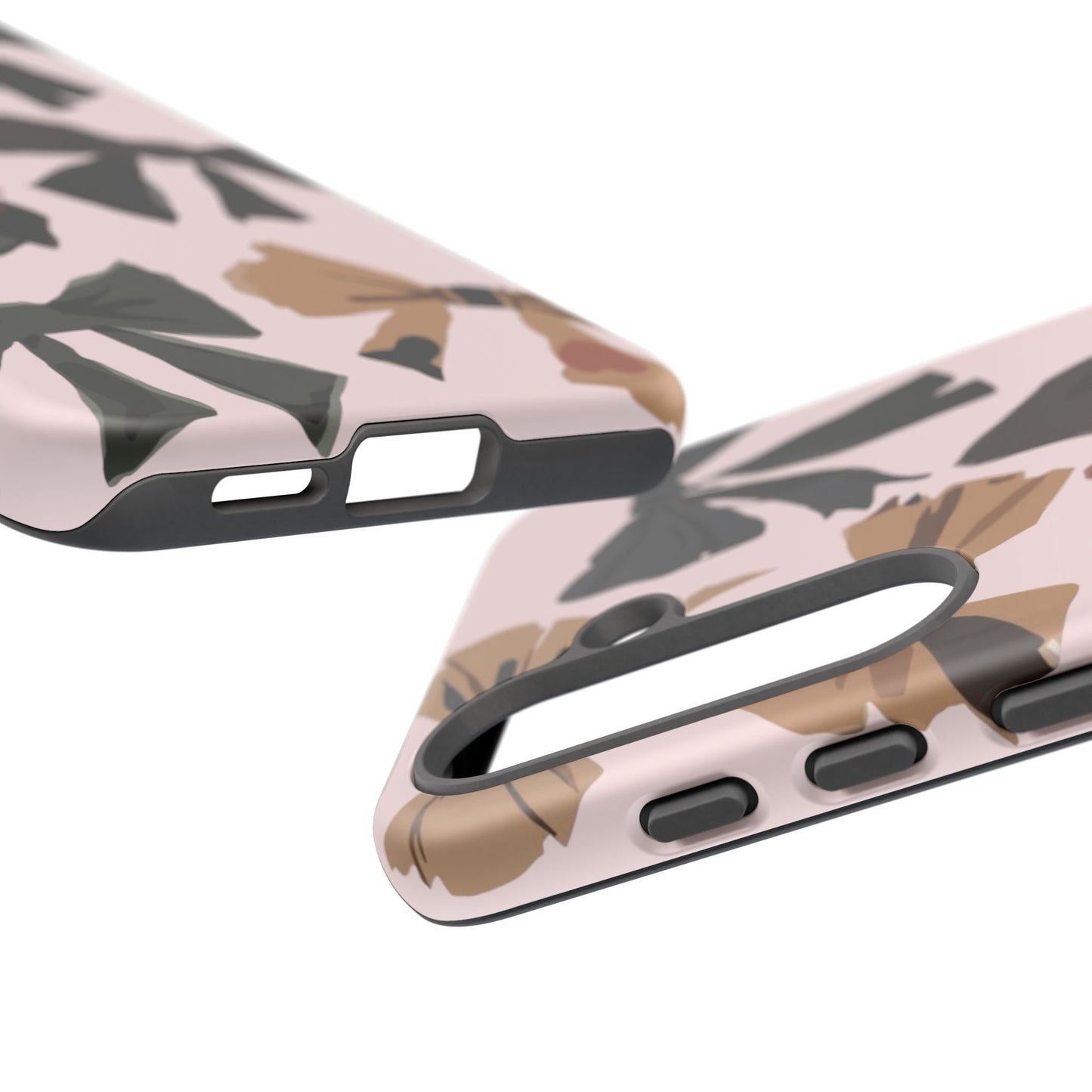 Bow Pattern Phone Case - Pink, Brown & Black Bows Protective Cover