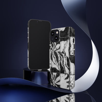 Monochrome Tile Floral Tough Phone Case