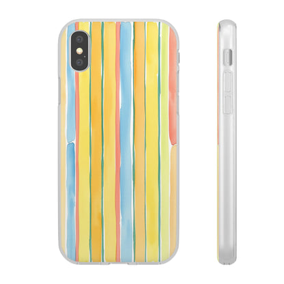 Watercolor Stripe Phone Case — Bright Pastel Vertical Stripes Protective Flexi Case