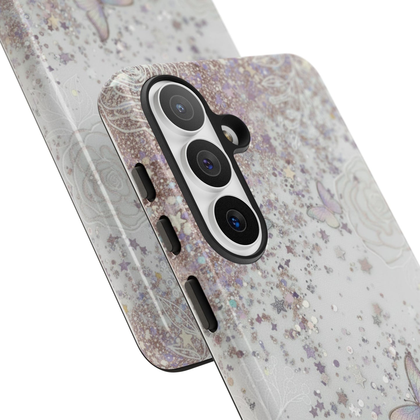 Butterfly Glitter Tough Phone Case — Floral Sparkle Protective Case