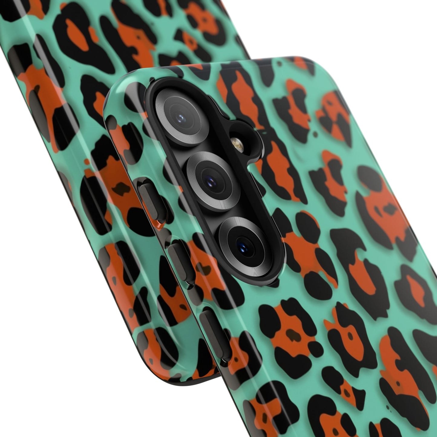 Teal & Rust Leopard Phone Case — Tough Protective Animal Print