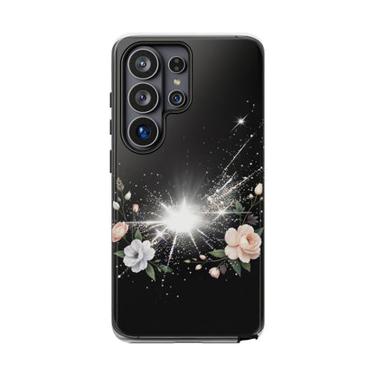 Floral Burst Phone Case — Protective Black Sparkle Design