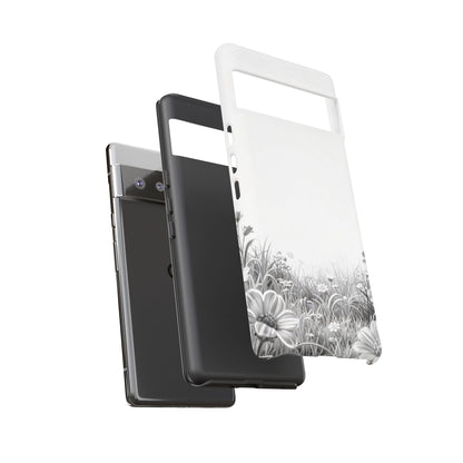 Butterfly Floral Tough Phone Case – Monochrome Garden Protection