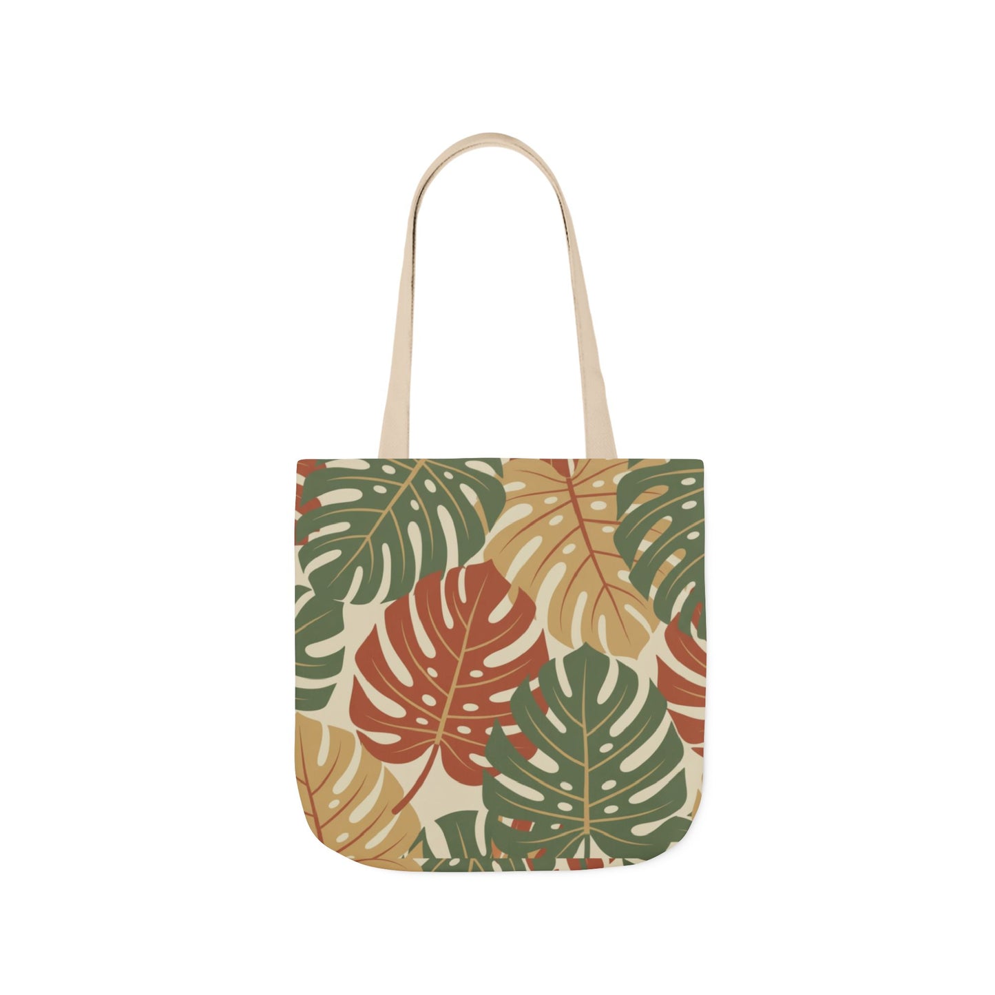 Tropical Monstera Canvas Tote Bag – Earthy Leaf Pattern Eco Shopper
