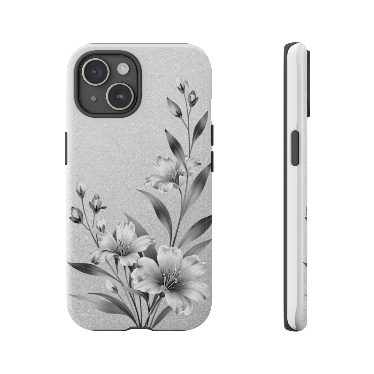 Floral Monochrome Phone Case — Elegant Black & White Lily Design