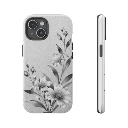 Floral Monochrome Phone Case — Elegant Black & White Lily Design