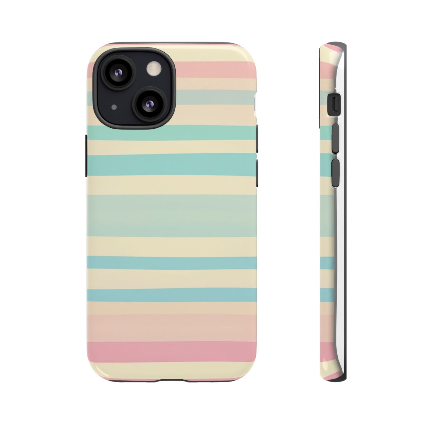 Pastel Striped Tough Phone Case – Protective Retro Rainbow Design