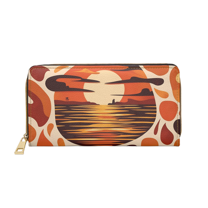 Women's Abstract Coastal Wallet - Ocean Inspired Bold Hues