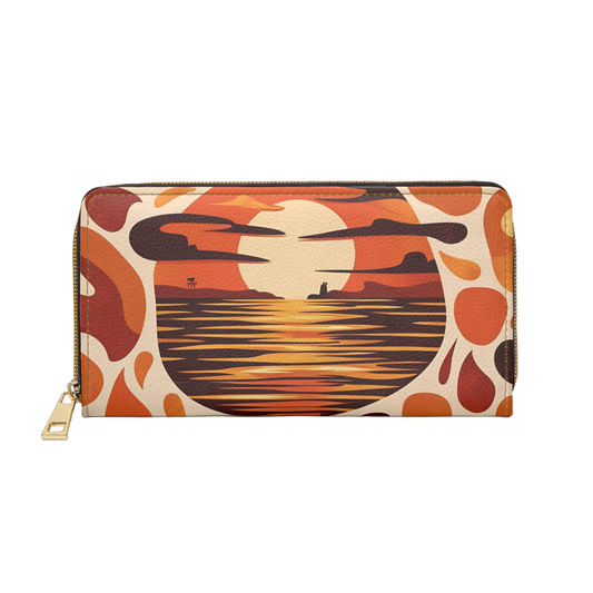 Women's Abstract Coastal Wallet - Ocean Inspired Bold Hues