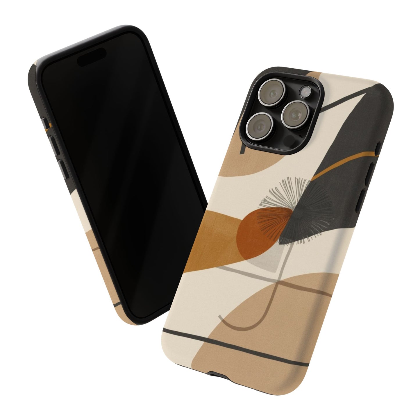 Abstract Earth Tone Phone Case — Mid-Century Minimalist Tough Case