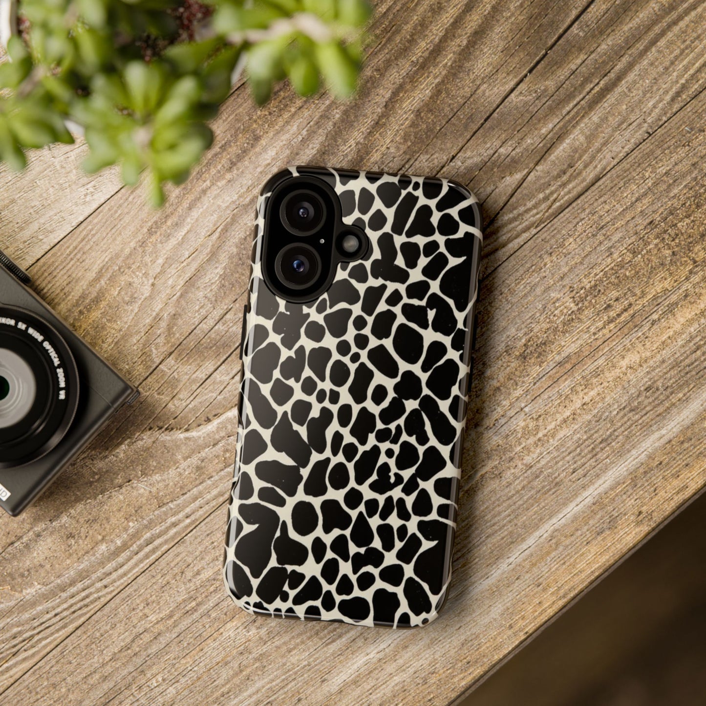 Black and White Cowhide Phone Case — Protective Tough Case