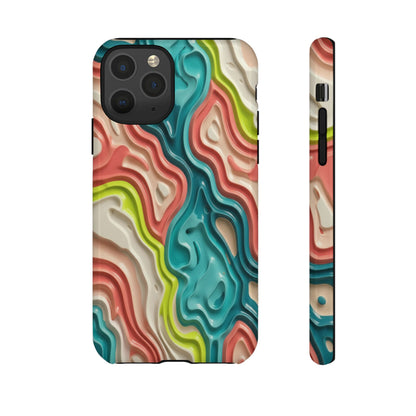 Abstract Contour Phone Case — Colorful Topographic Pattern Tough Case