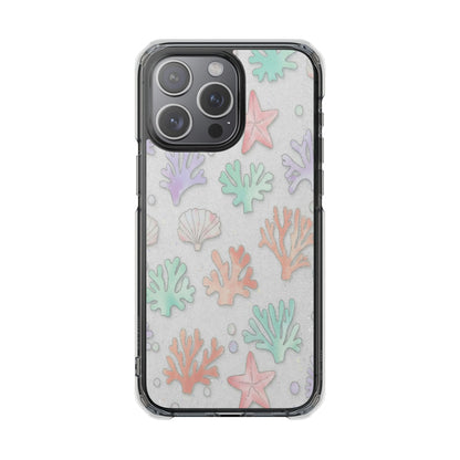 Clear Magnetic Phone Case — Pastel Sea Shell & Starfish Design